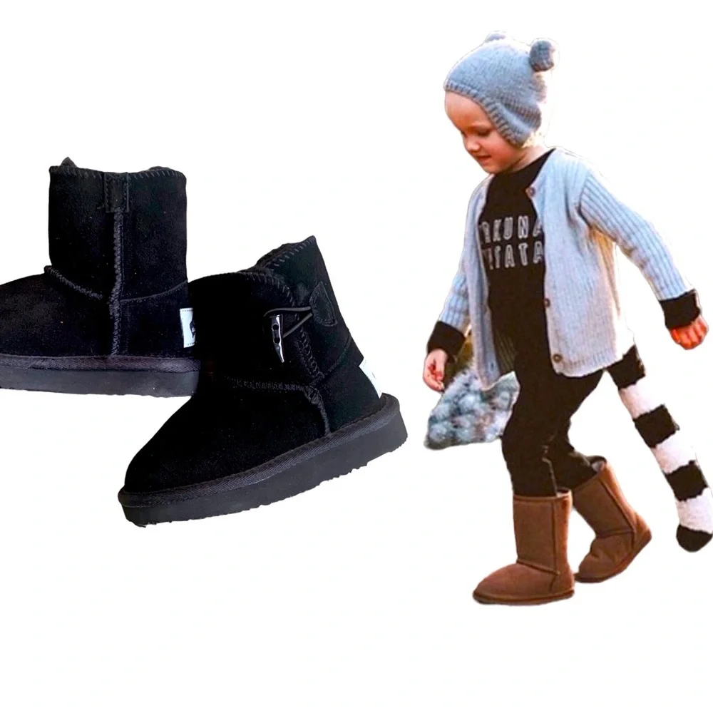 Aussie Merino Suede Boots Kids Color Black Size K9